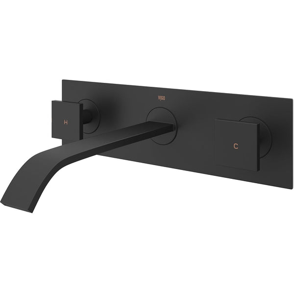 Titus Wall Mount Dual Handle Bathroom Sink Faucet, Eco-Friendly 1.2 GPM Flow Rate, Matte Black H0K4