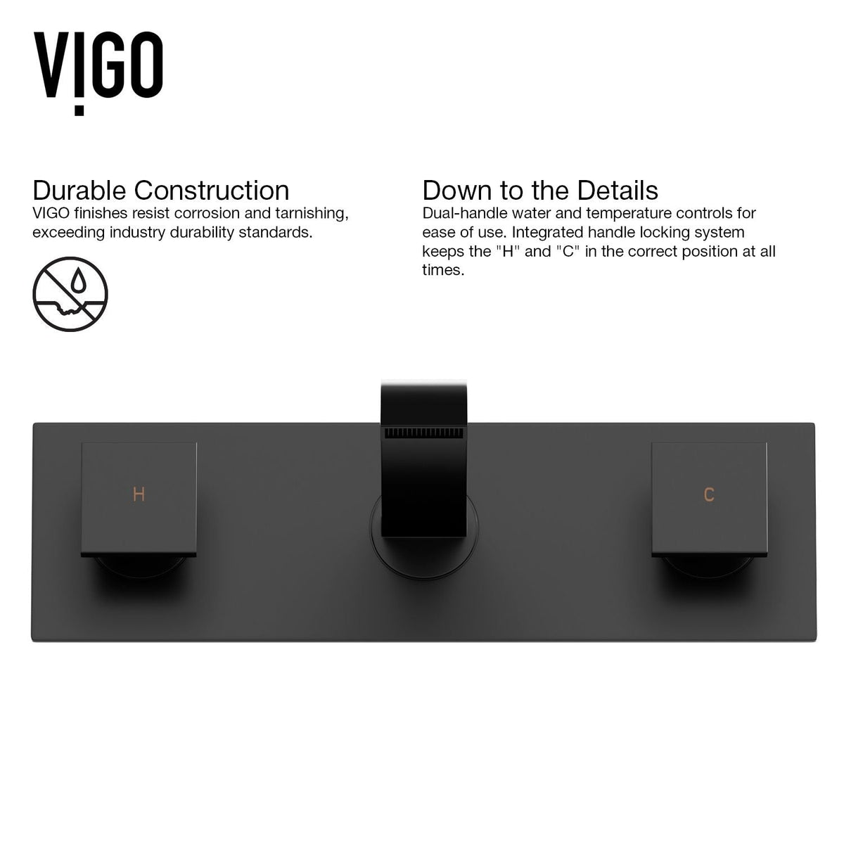 Titus Wall Mount Dual Handle Bathroom Sink Faucet, Eco-Friendly 1.2 GPM Flow Rate, Matte Black H0K4 - product image 5