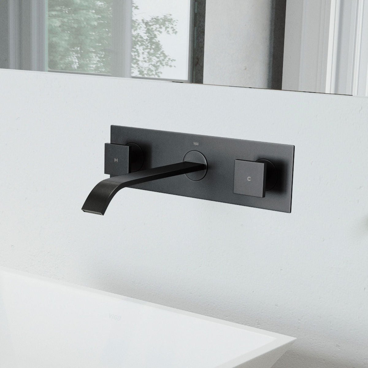 Titus Wall Mount Dual Handle Bathroom Sink Faucet, Eco-Friendly 1.2 GPM Flow Rate, Matte Black H0K4 - product image 8