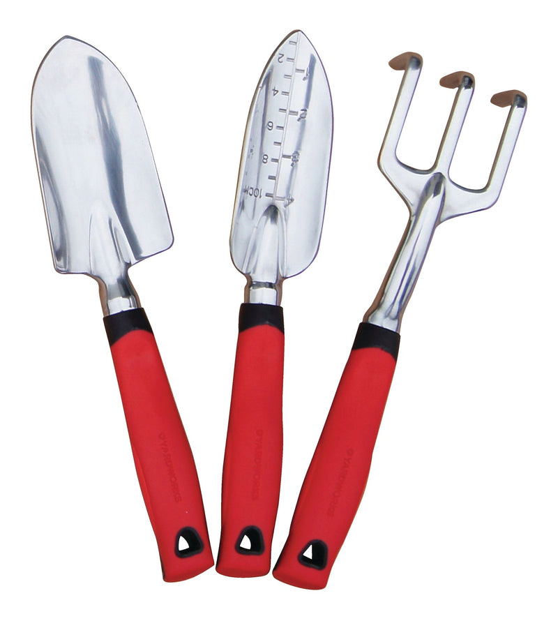 Aluminium Garden Tool Set with Rubber Handles, Assorted Colours, 3-pc T1C6